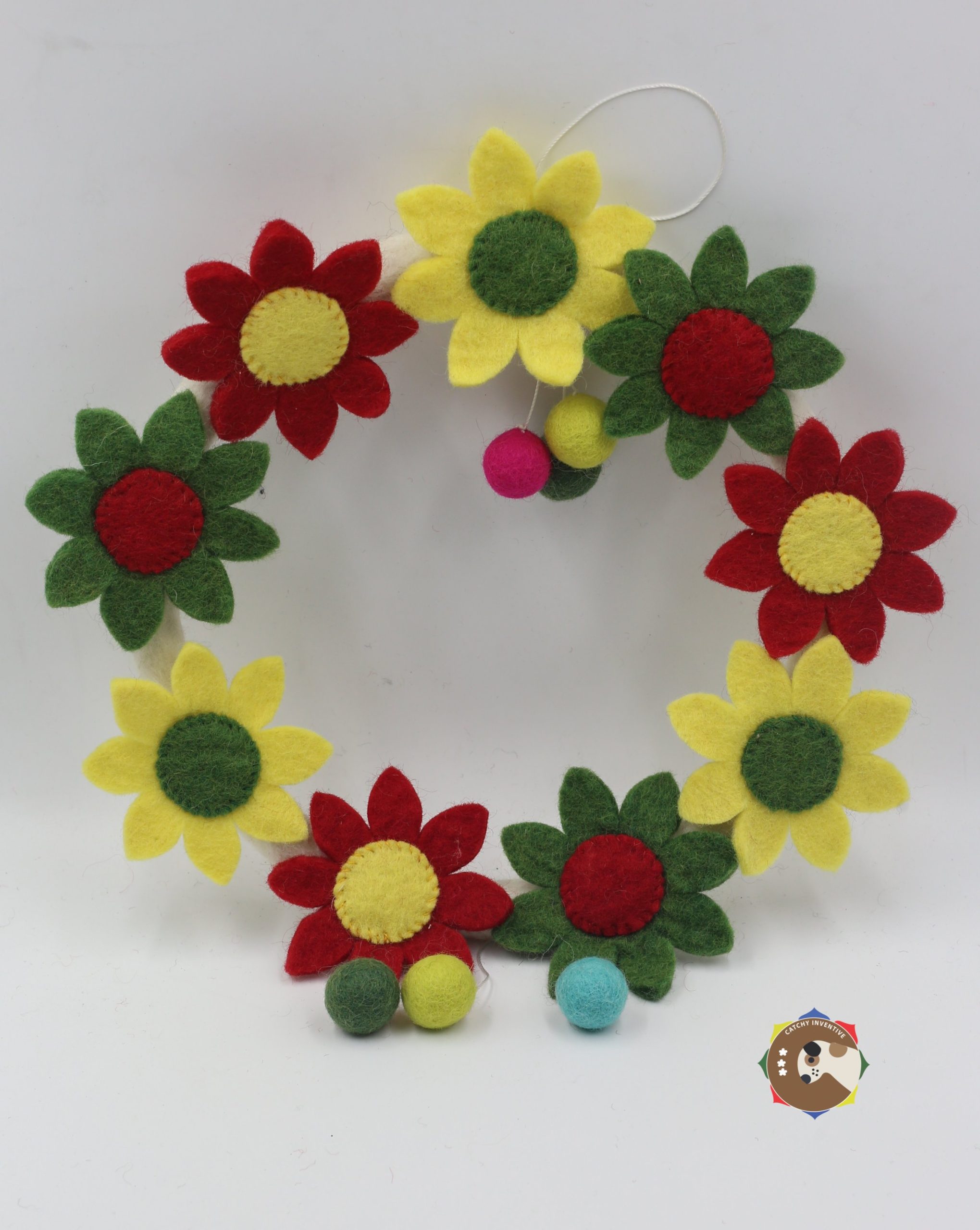 20 cm Colorful Rainbow Felt Balls Square Placemat FBM03 - Image 2