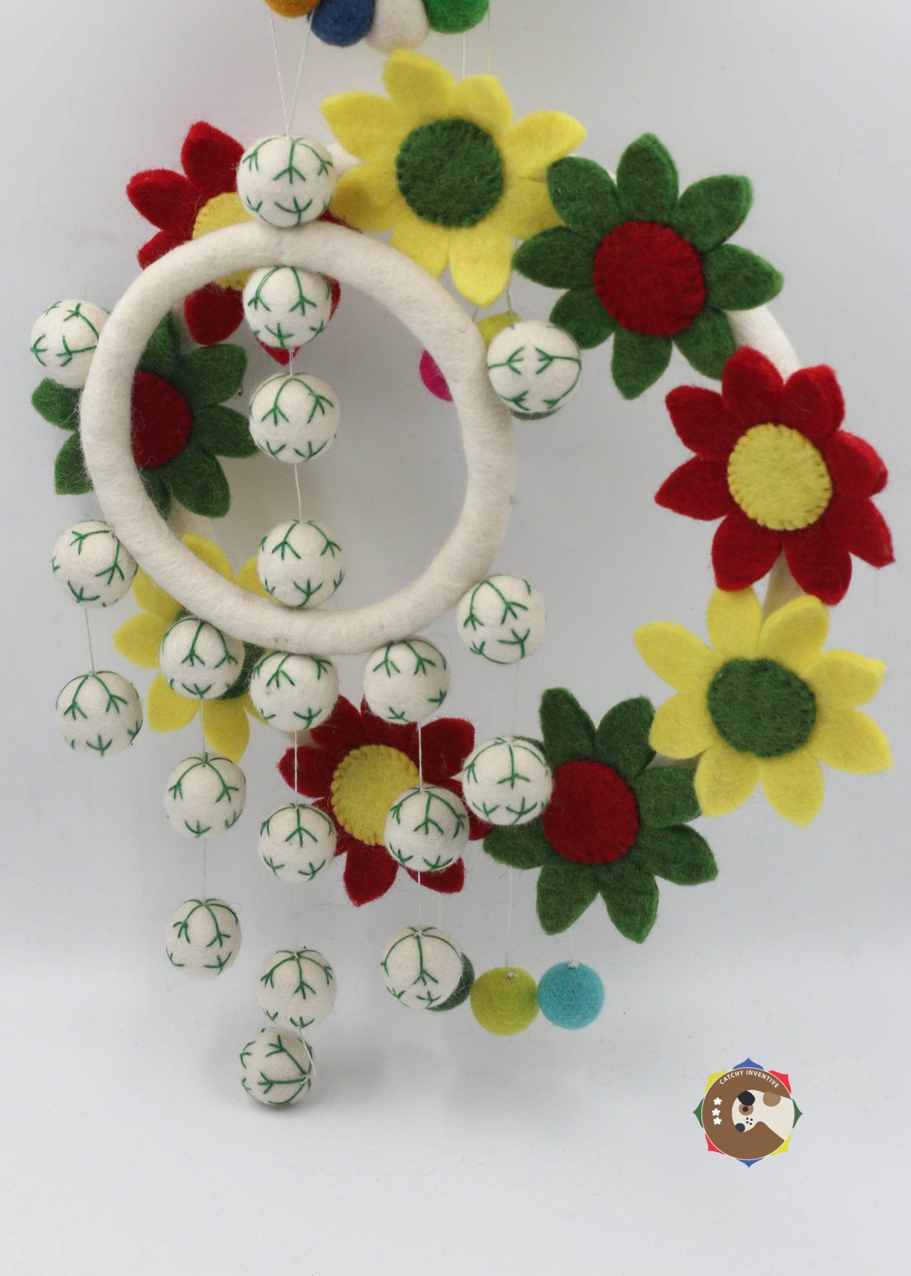 20 cm Colorful Rainbow Felt Balls Square Placemat FBM03 - Image 4
